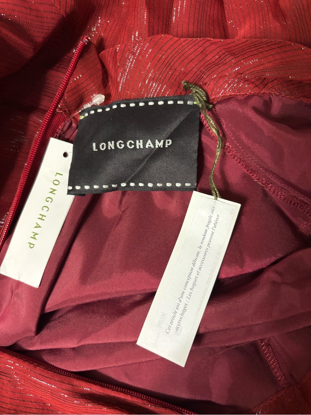 Longchamp Burgundy Sheer Lined High-Neck Fit and Flare Dress NWT - Picture 5 of 5
